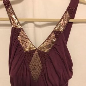 Wine color maxi with sequin detail